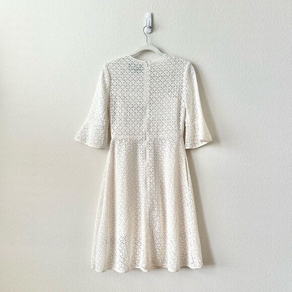 Needle & Thread Eyelet Knee Length Dress in Ivory Size 4 - Picture 3 of 9